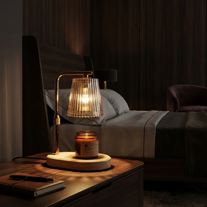 Dimmable Candle Warmer Desk Lamp with Timer | Glass Shade Melter Light