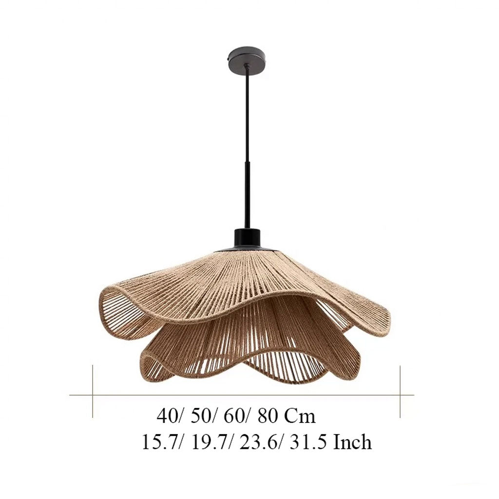 Sustainable natural hemp hanging light fixture for minimalist decor