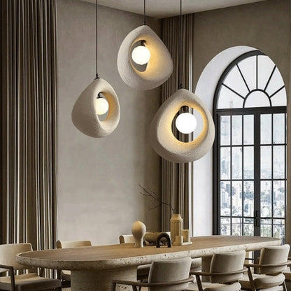 Textured stone pendant light fixture perfect for kitchen island decor