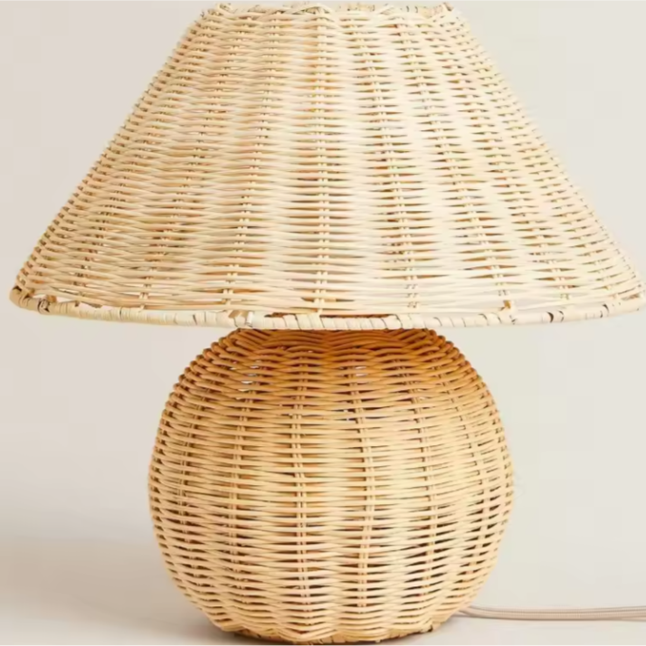 Wabi Sabi Natural Rattan Desk Lamp celebrating Imperfect Organic Beauty