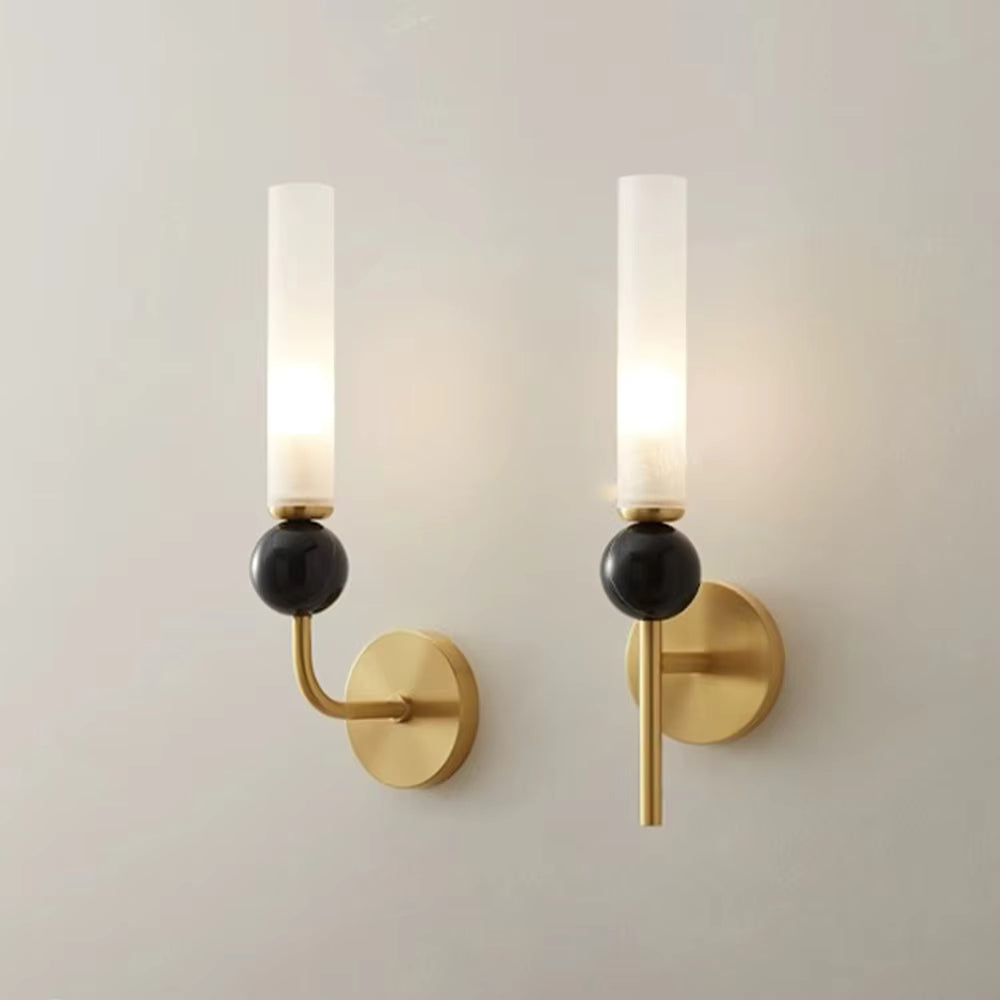 Modernism design copper and acrylic wall lamp featuring clean, sophisticated lines for a contemporary bedroom.