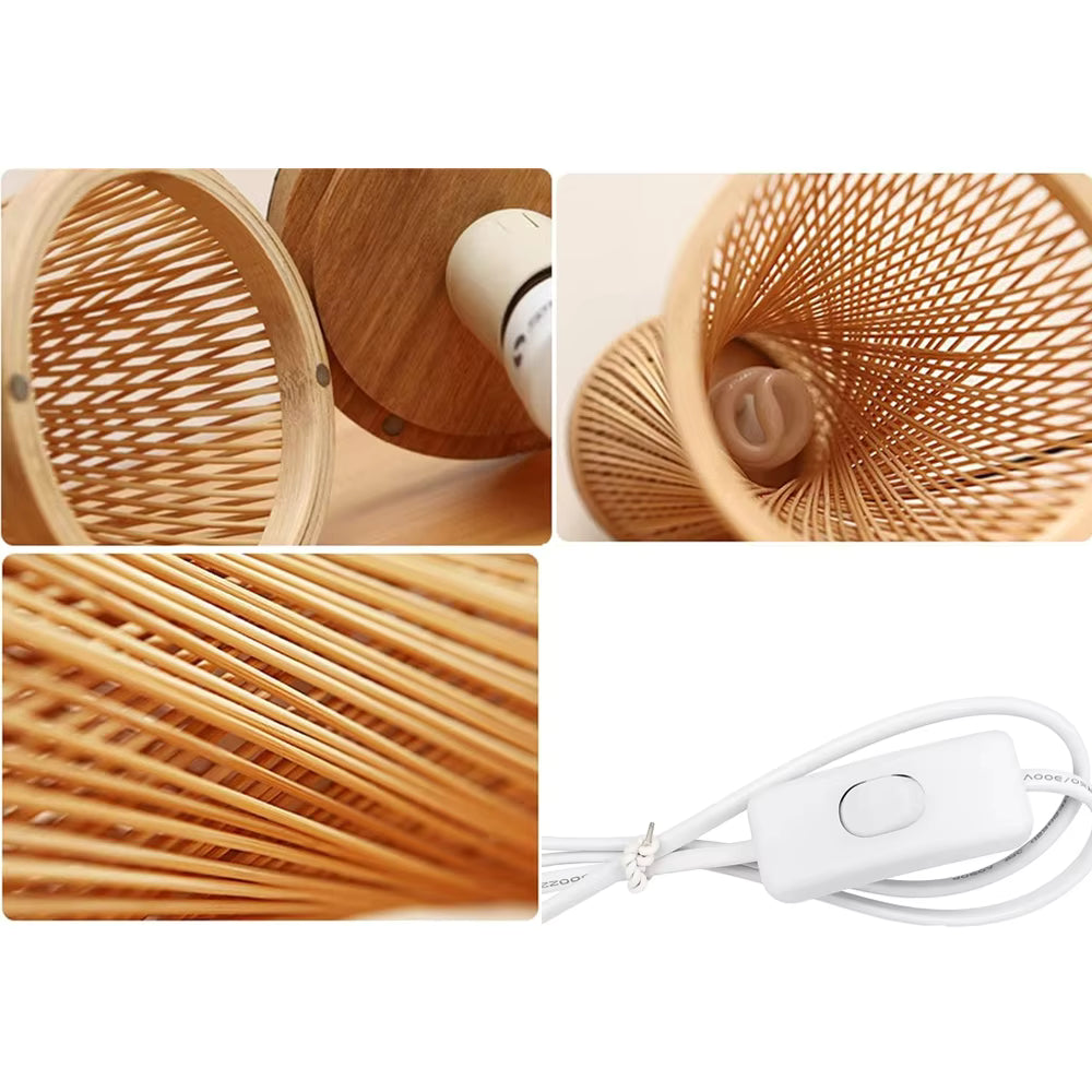 Minimalist lighting wicker desk lamp crafted by artisans using eco-friendly health-conscious materials for dining consoles.